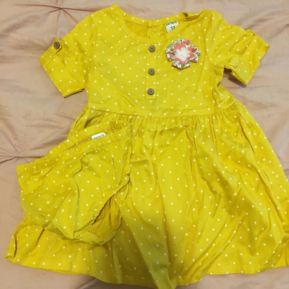 Carters yellow mustard dress size 12 months.